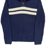 Polo By Ralph Lauren Striped 1/4 Zip - XL Blue Cotton