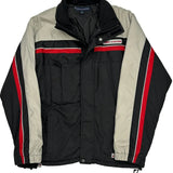 Tommy Hilfiger Striped Ski Jacket - Small Gray Polyester