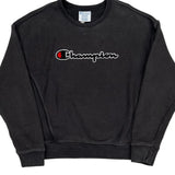 Reverse Weave Champion Spellout Sweatshirt - Medium Black Cotton