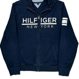 Tommy Hilfiger Spellout Zip Up - Medium Navy Cotton