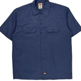 Dickies Short Sleeve Shirt - Large Blue Polyester Blend