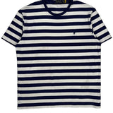 Polo By Ralph Lauren Striped T-Shirt - Medium Navy Cotton