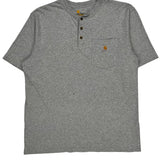 Carhartt Henley T-Shirt - Large Gray Cotton