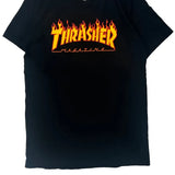 Flame Logo Thrasher Graphic T-Shirt - Medium Black Cotton