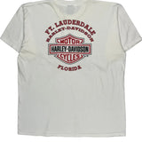 Ft. Lauderdale Harley Davidson Graphic T-Shirt - XL White Cotton