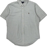 Polo By Ralph Lauren Checked Short Sleeve Shirt - Medium White Cotton