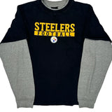 Age 11-12 Steelers Reebok Nfl Long Sleeve T-Shirt - Medium Black Cotton