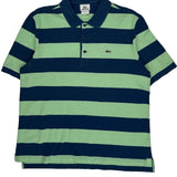 Lacoste Striped Polo Shirt - Large Blue Cotton