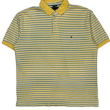 Tommy Hilfiger Striped Polo Shirt - Large Blue Cotton