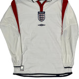 England 2003-05 Umbro Home Long Sleeved Football Shirt - Small Red Polyester