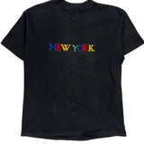 Single Stitch New York Hanes Graphic T-Shirt - Large Black Cotton