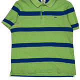 Lacoste Striped Polo Shirt - Large Blue Cotton