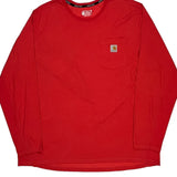 Carhartt Long Sleeve T-Shirt - 2XL Red Cotton