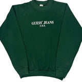 Guess Spellout Sweatshirt - Small Green Cotton