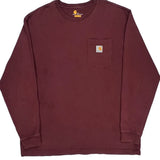 Carhartt Long Sleeve T-Shirt - XL Burgundy Cotton