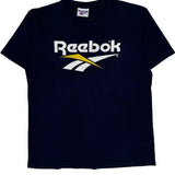 Reebok Single Stitch T-Shirt - Large Navy Cotton