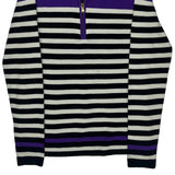Ralph Lauren Striped 1/4 Zip - Small Purple Cotton