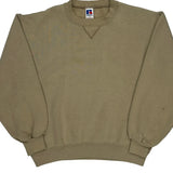 90s Blank Made In USA Russell Athletic Sweatshirt - Medium Khaki Cotton