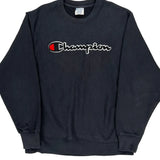 Reverse Weave Champion Spellout Sweatshirt - XL Black Cotton