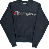 Reverse Weave Champion Spellout Sweatshirt - Small Black Cotton
