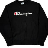 Reverse Weave Champion Spellout Sweatshirt - Large Black Cotton