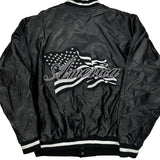 American Flag Steve & Barry Graphic Varsity Jacket - Medium Gray Leather