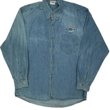 Cancun Hard Rock Cafe Graphic Denim Shirt - XL Blue Denim