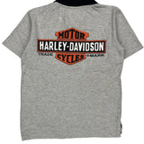 Age 12-14 Harley Davidson Striped Polo Shirt - Large Gray Cotton