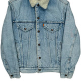 80S Made In USA Levis Sherpa Denim Jacket - Small Light Wash Denim