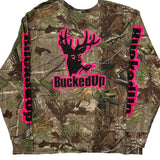 Bucked Up Camo Long Sleeve T-Shirt - Large Camo Cotton