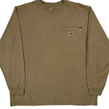 Carhartt Long Sleeve T-Shirt - XL Khaki Cotton