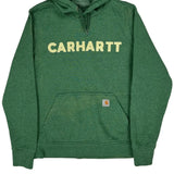 Carhartt Spellout Hoodie - Medium Green Cotton Blend