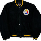 Steelers, Made In USA Pro Elite Football Varsity Jacket - Large Black Polyester