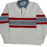Tommy Jeans Striped Rugby Shirt - Small White Cotton