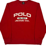 Rl-67 Ralph Lauren Spellout Sweatshirt - Large Red Cotton Blend