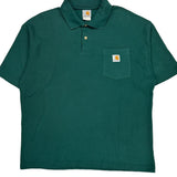 Carhartt Polo Shirt - Large Green Cotton Blend