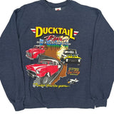 Ducktail Run Rod & Custom Show Hanes Graphic Sweatshirt - Medium Blue Cotton Blend