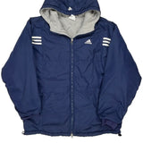 Adidas Striped Jacket - Large Blue Polyester