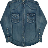 Wrangler Denim Shirt - Small Blue Cotton