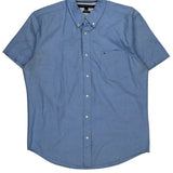 Tommy Hilfiger Short Sleeve Shirt - Large Blue Cotton