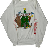 Fruit Of The Loom Christmas Sweatshirt - Large White Cotton