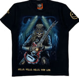 Skeleton Guitarist Rock Eagle Single Stitch T-Shirt - Medium Black Cotton