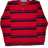 Tommy Hilfiger Striped Long Sleeve Polo Shirt - XL Red Cotton