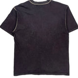 Contrast Stitch Harley Davidson Henley T-Shirt - Medium Black Cotton