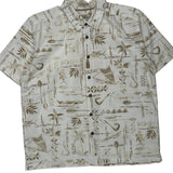 Tommy Bahama Hawaiian Shirt - Large Beige Cotton