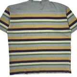 Guess Striped Henley Polo Shirt - Large Multicoloured Cotton