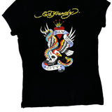 Ed Hardy Graphic Polo Shirt - Large Red Cotton