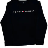 Tommy Hilfiger Spellout Long Sleeve T-Shirt - Large Black Cotton