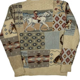Hand Knit Ralph Lauren Graphic Sweater - Small Multicoloured Cotton