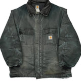 Faded Carhartt Jacket - Large Black Cotton